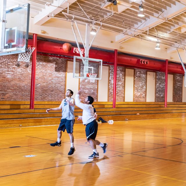 Basketball gym inside Mission Recreation Center